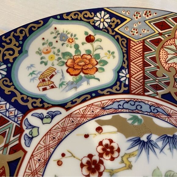 Japanese Imari Ware Porcelain Ceramic Plate Floral Design Collectible -Vtg! - Picture 10 of 17
